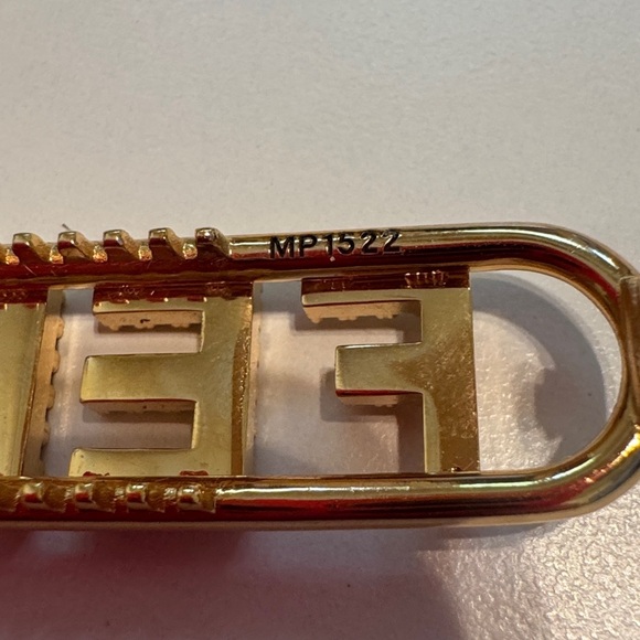 Fendi Authentic Women’s Fendigraphy hair clip gold metal & Rhinestone